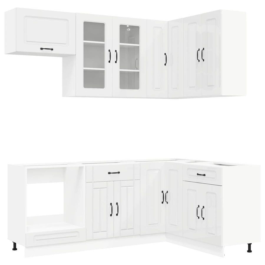 Kitchen Unit KALMAR 8 pcs High Gloss White Engineered Wood
