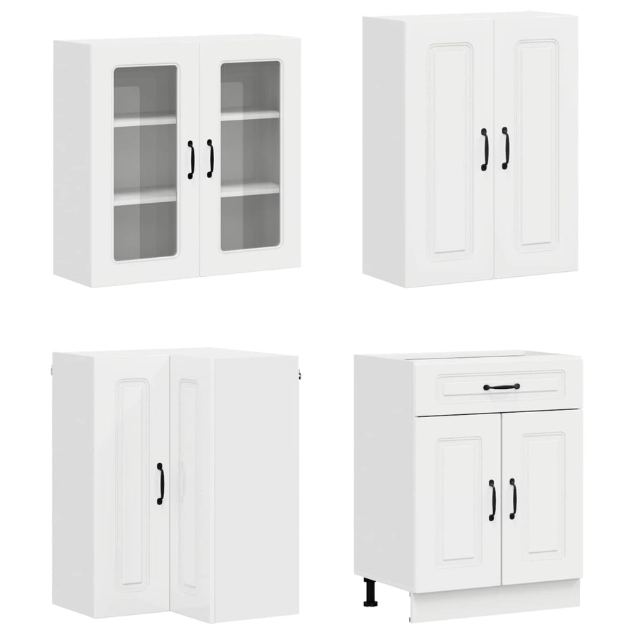 Kitchen Unit KALMAR 8 pcs High Gloss White Engineered Wood