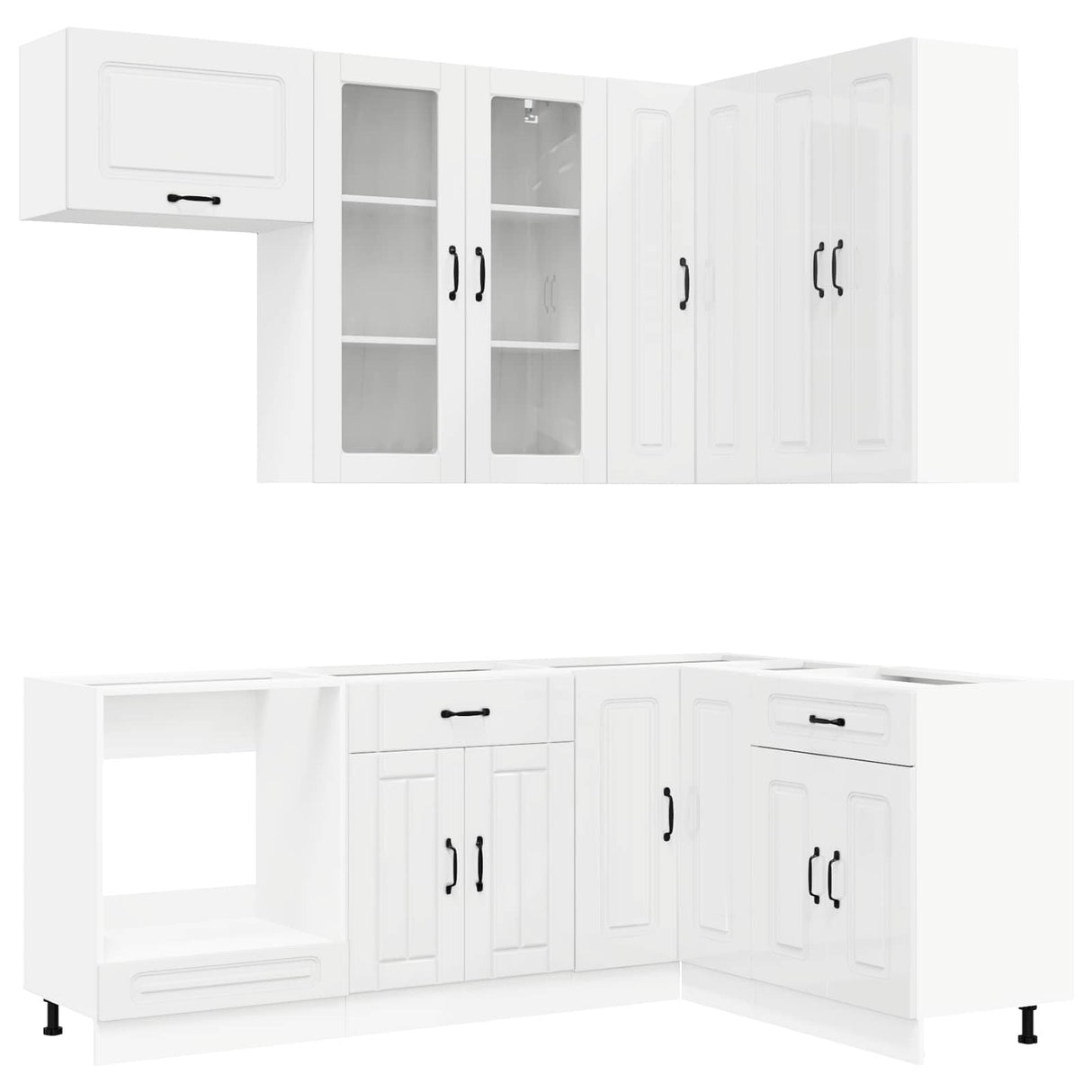 Kitchen Unit KALMAR 8 pcs High Gloss White Engineered Wood