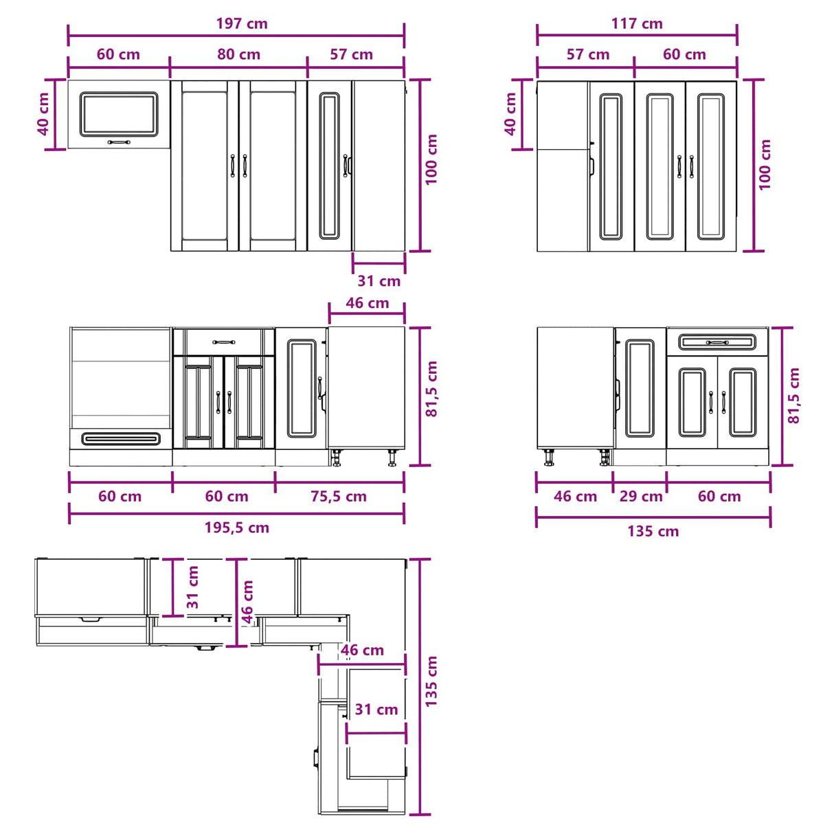 Kitchen Unit KALMAR 8 pcs High Gloss White Engineered Wood
