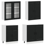 Kitchen Unit LUCCA 8 pcs Black Engineered Wood