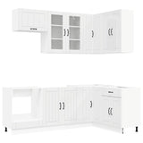 Kitchen Unit LUCCA 8 pcs High Gloss White Engineered Wood - Front View