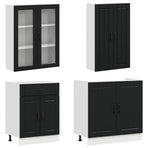 Kitchen Unit LUCCA 8 pcs Black Engineered Wood