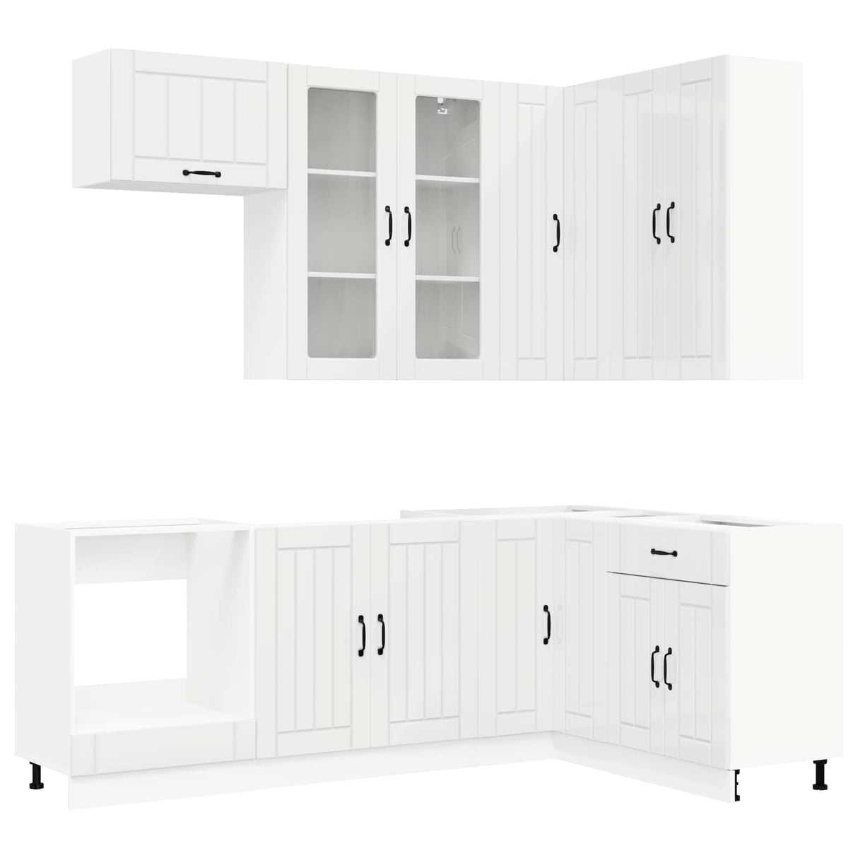 Kitchen Unit LUCCA 8 pcs High Gloss White Engineered Wood