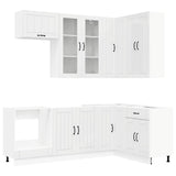 Kitchen Unit LUCCA 8 pcs High Gloss White Engineered Wood - Front View