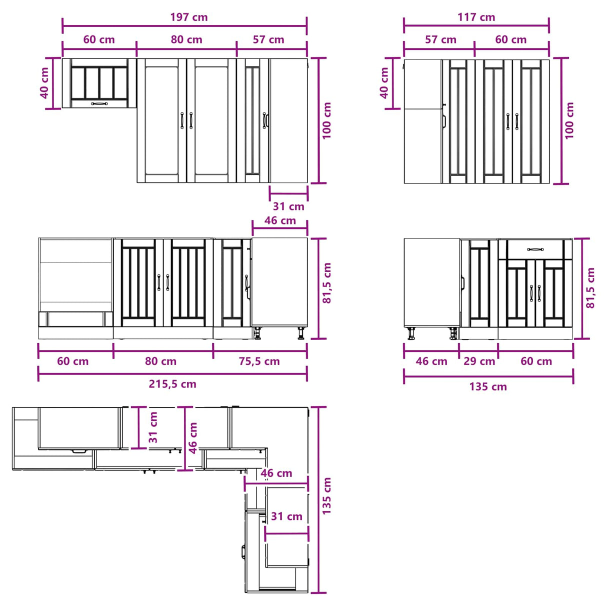 Kitchen Unit LUCCA 8 pcs High Gloss White Engineered Wood