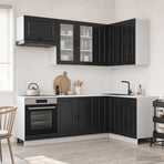 Kitchen Unit PORTO 8 pcs Black Engineered Wood