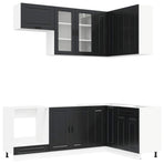 Kitchen Unit PORTO 8 pcs Black Engineered Wood