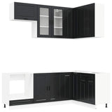 Kitchen Unit PORTO 8 pcs Black Engineered Wood - Front View