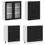 Kitchen Unit PORTO 8 pcs Black Engineered Wood