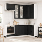 Kitchen Unit PORTO 8 pcs Black Engineered Wood