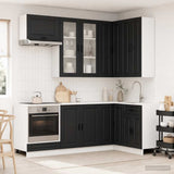 Kitchen Unit PORTO 8 pcs Black Engineered Wood