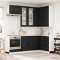 Kitchen Unit PORTO 8 pcs Black Engineered Wood