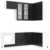 Kitchen Unit PORTO 8 pcs Black Engineered Wood