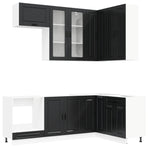 Kitchen Unit PORTO 8 pcs Black Engineered Wood