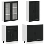Kitchen Unit PORTO 8 pcs Black Engineered Wood