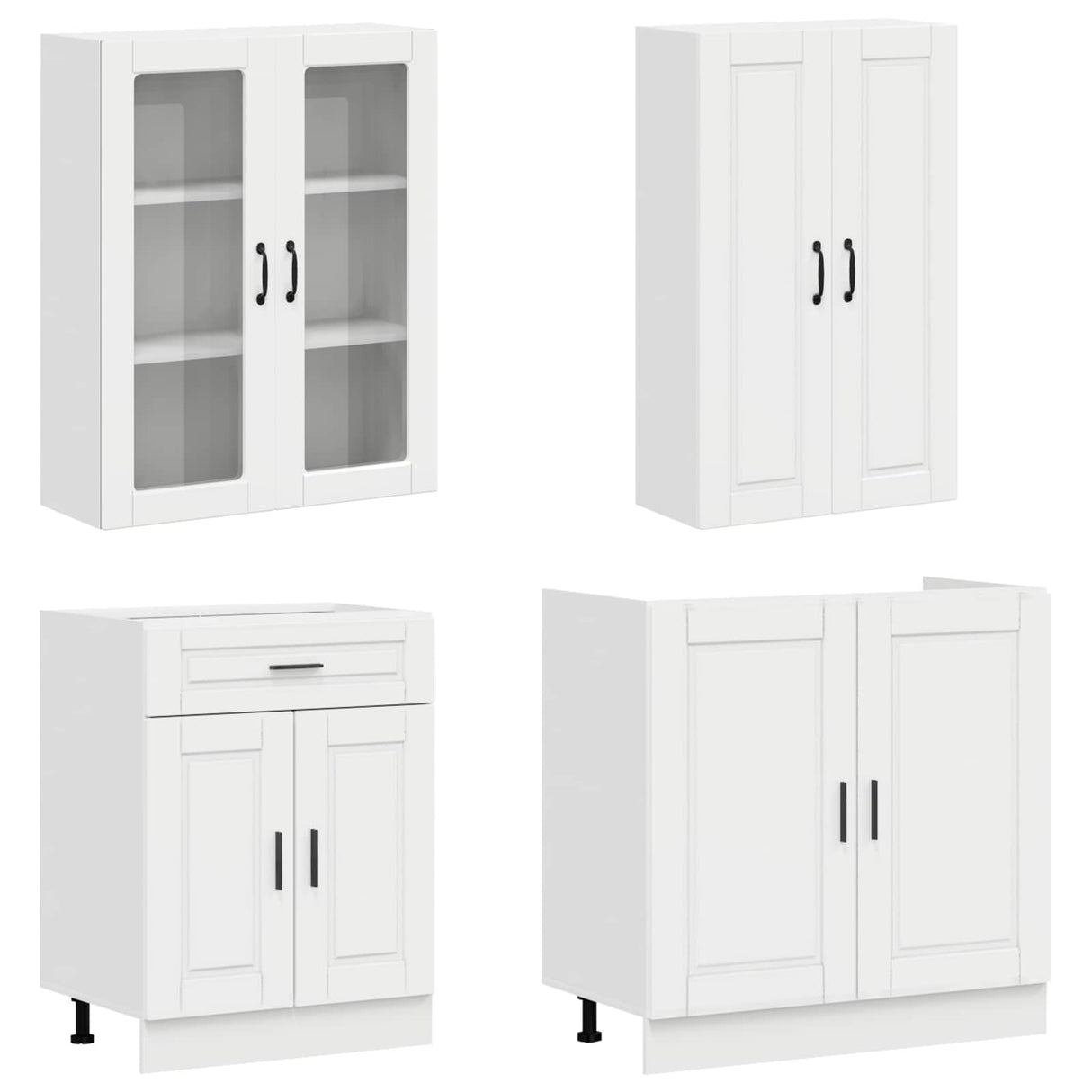 Kitchen Unit PORTO 8 pcs High Gloss White Engineered Wood