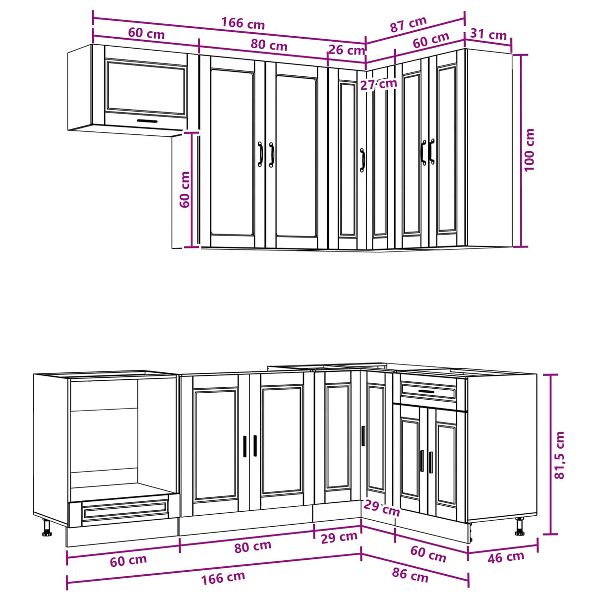 Kitchen Unit PORTO 8 pcs High Gloss White Engineered Wood