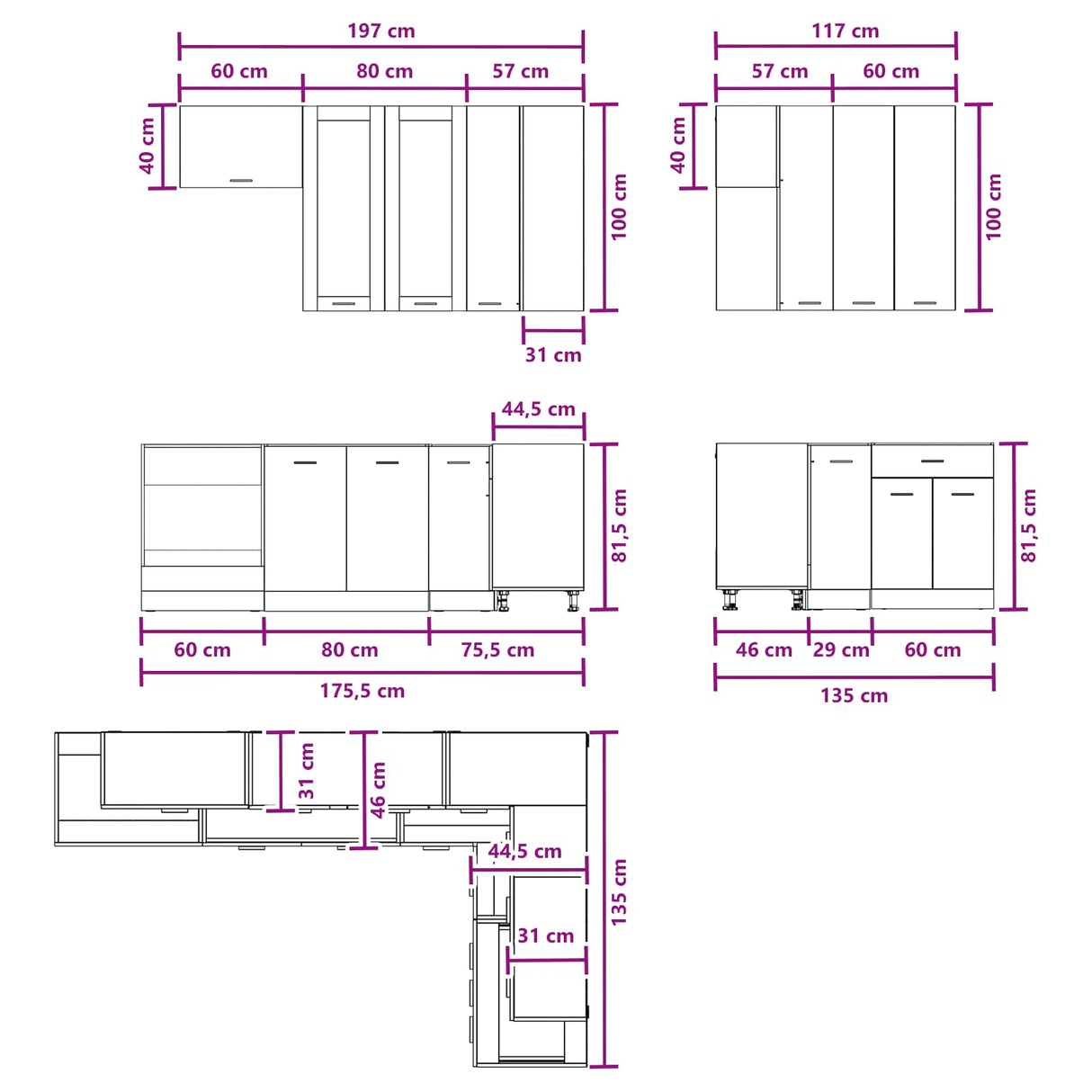 Kitchen Unit LYON 8 pcs White Engineered Wood