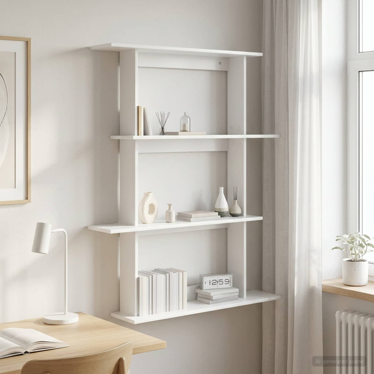 Wall Shelf White 100 x 20 x 126 cm Engineered Wood