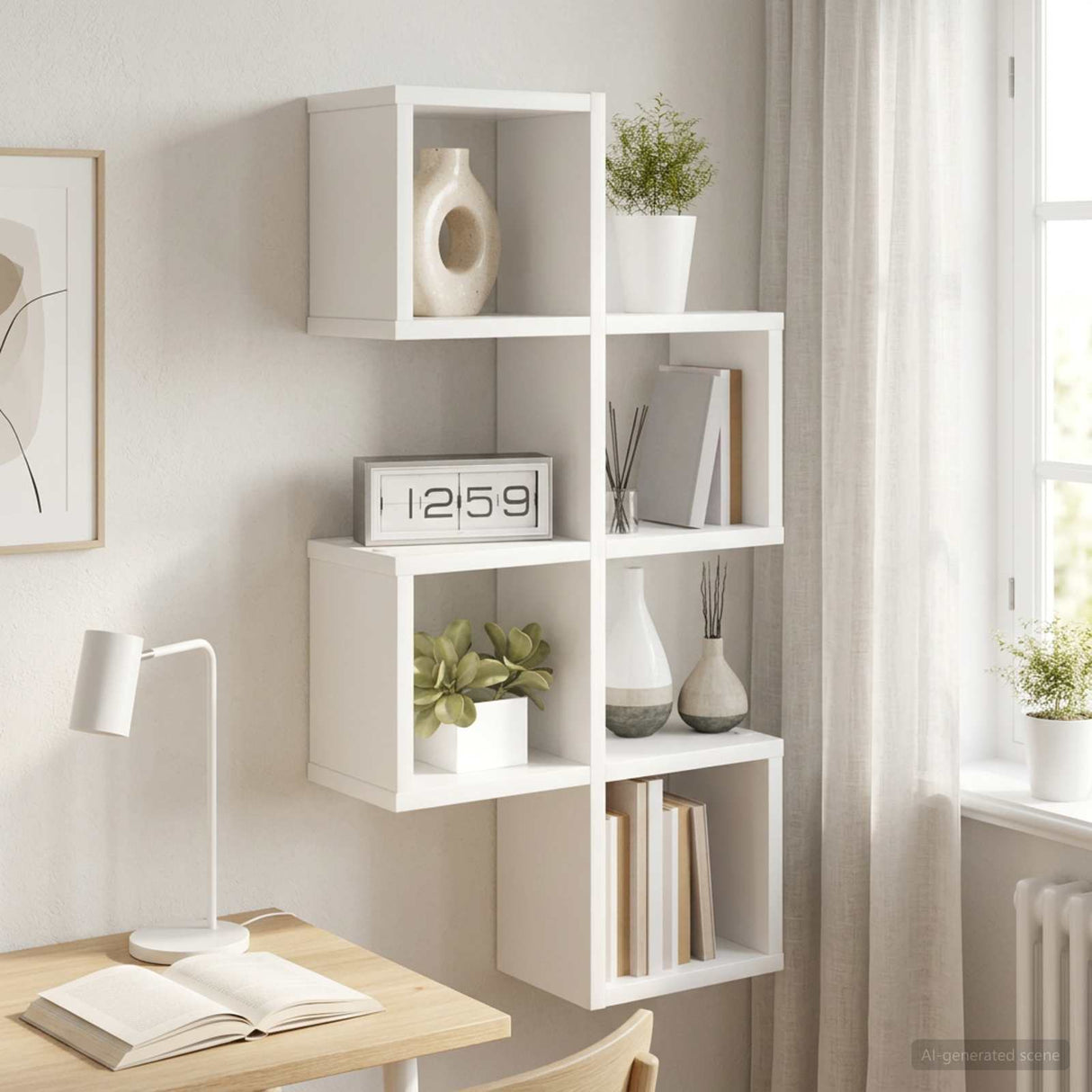 Wall Shelf Wall-Mounted White 39 x 15 x 76 cm Engineered Wood