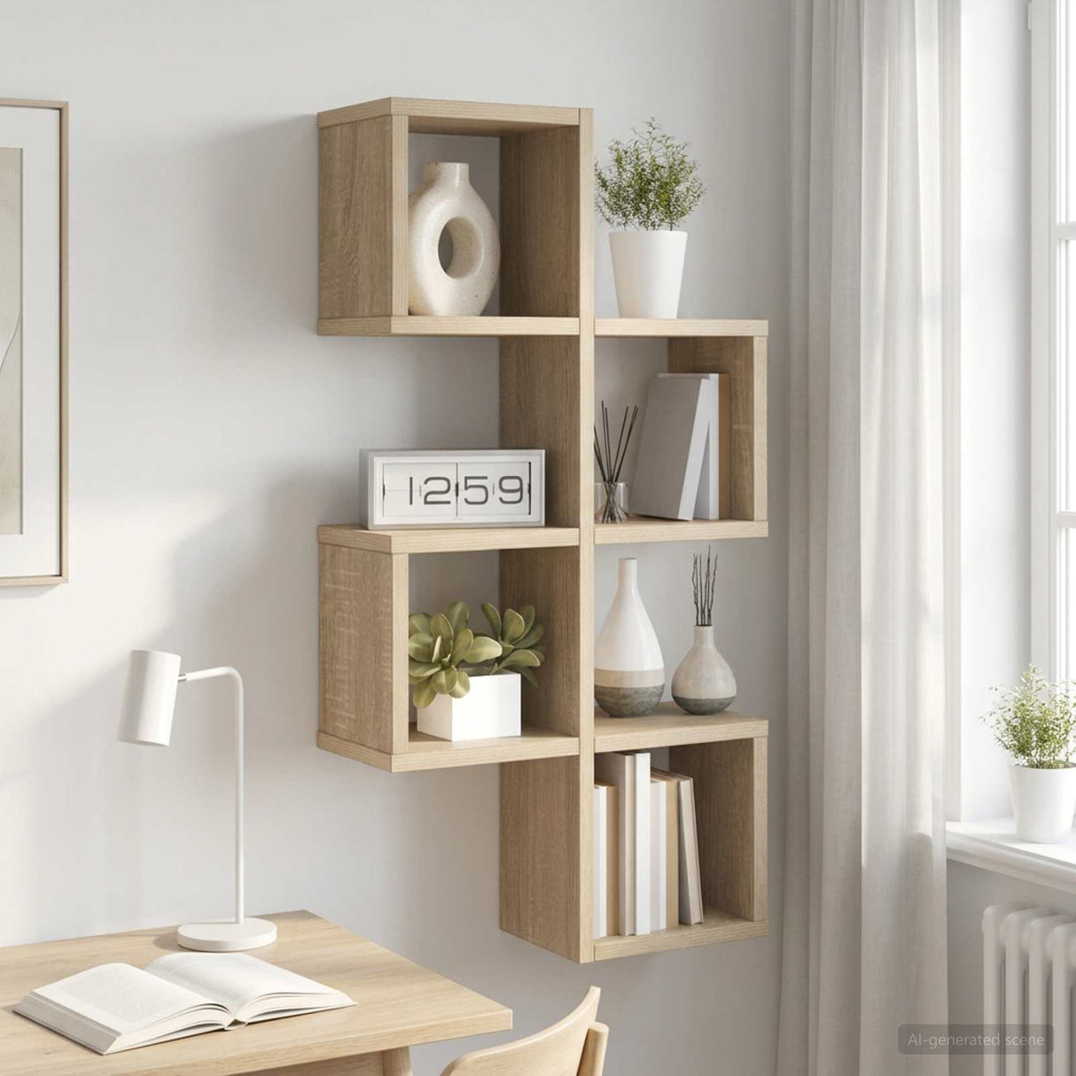 Wall Shelf Wall-Mounted Sonoma Oak 39 x 15 x 76 cm