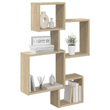 Wall Cube Shelves Wall-Mounted Brown 64 x 13.5 x 91.5 cm - Front View
