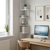 Wall Shelf Wall-Mounted White 32 x 21 x 107 cm Engineered Wood