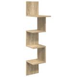 Wall Shelf Wall-Mounted Brown 32 x 21 x 107 cm Engineered Wood - Front View