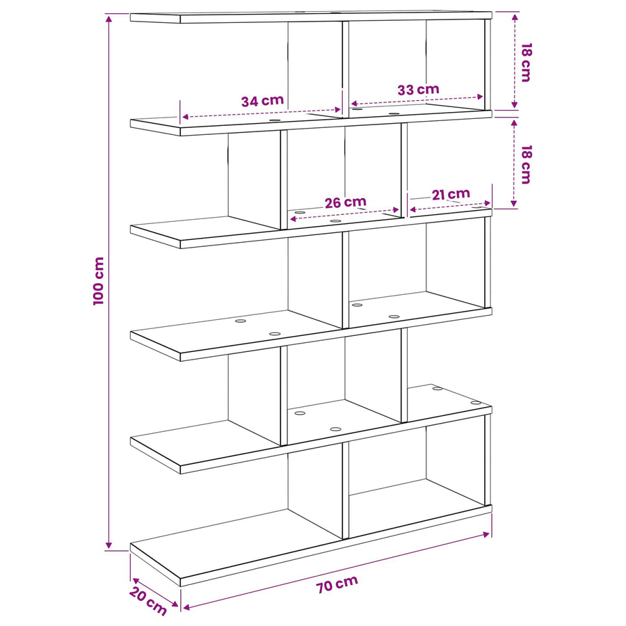 Wall Shelf White 70 x 20 x 100 cm