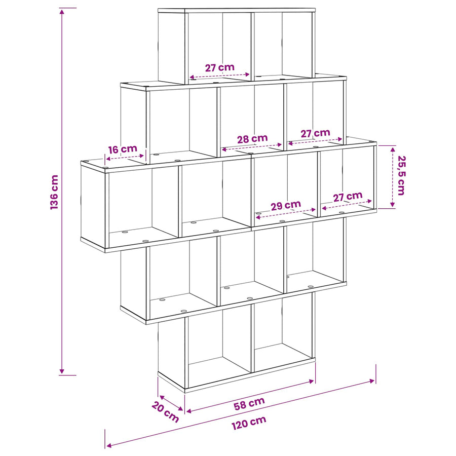 Wall Shelf White 120 x 20 x 136 cm Engineered Wood
