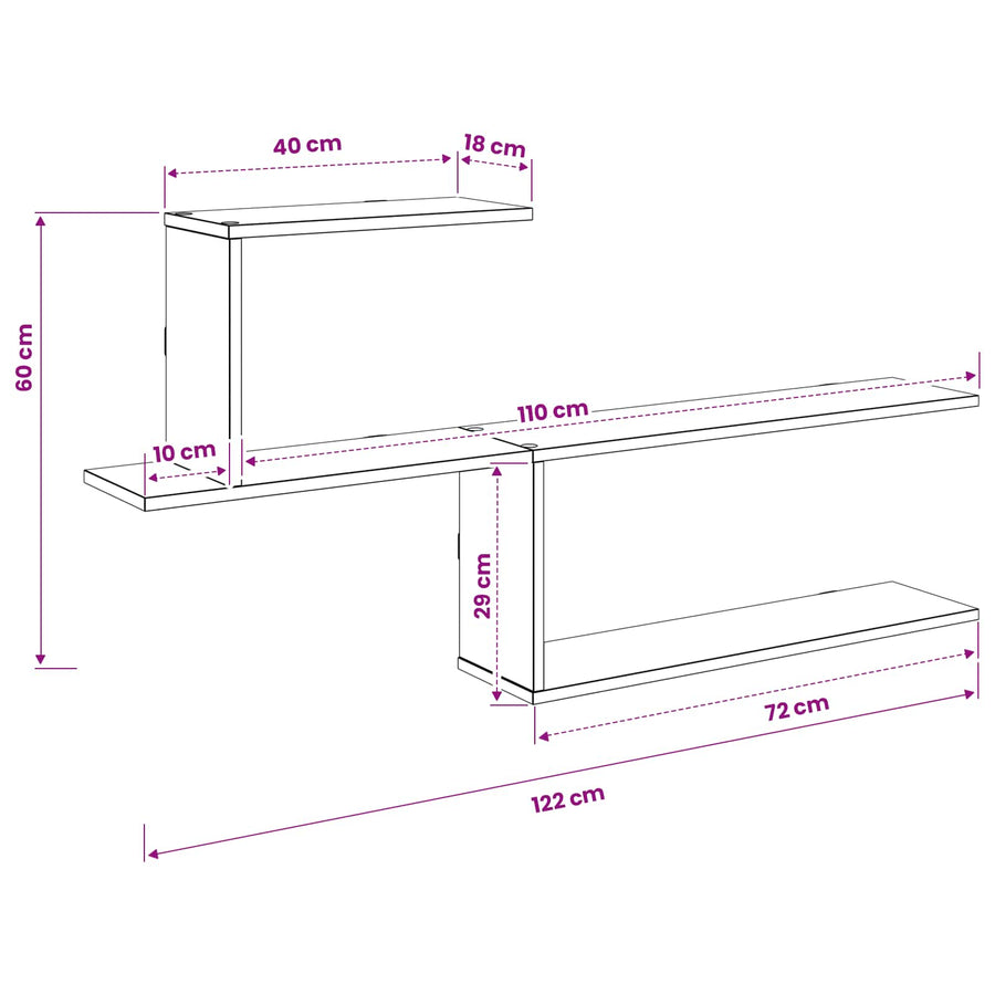 Wall Shelf White 122 x 18 x 60 cm