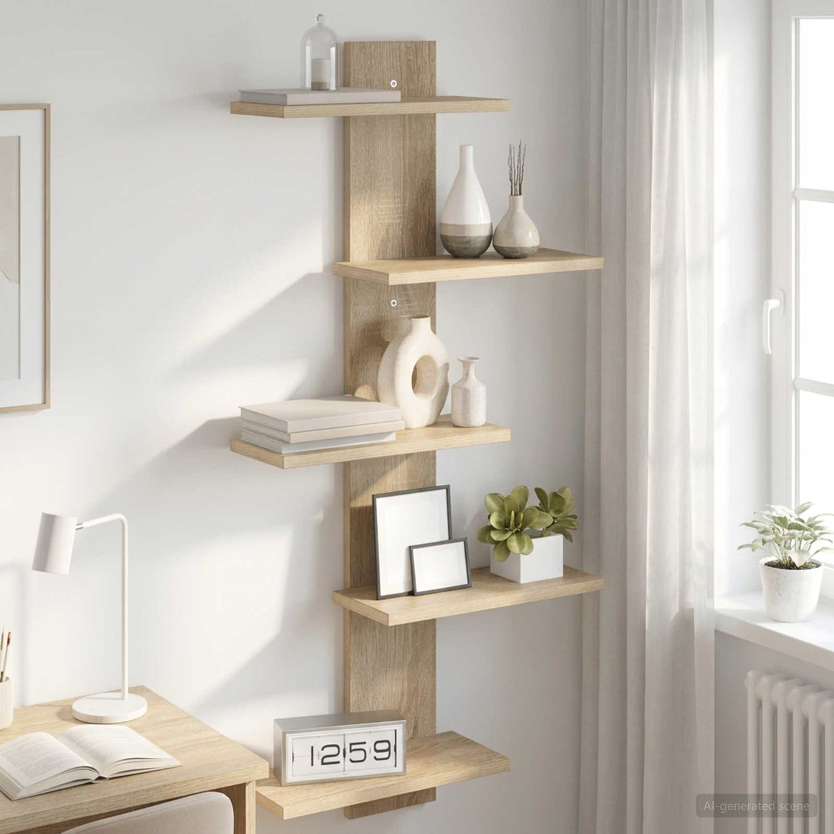 Wall Floating Shelf Sonoma Oak 48.5 x 15 x 101 cm