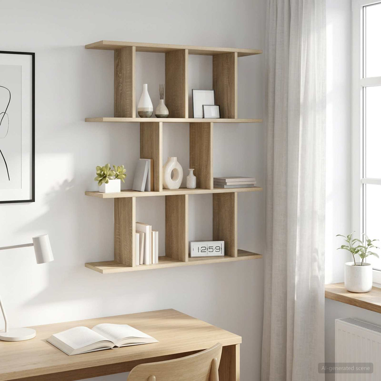 Wall Shelf Sonoma Oak 80 x 20 x 96 cm Engineered Wood