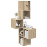 Wall Corner Shelf Sonoma Oak 48 x 48 x 120 cm Engineered Wood - Front View