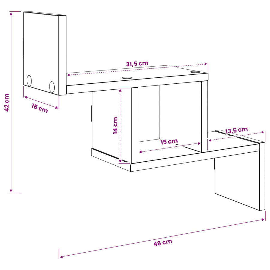 Wall Shelf White 48 x 15 x 42 cm Engineered Wood