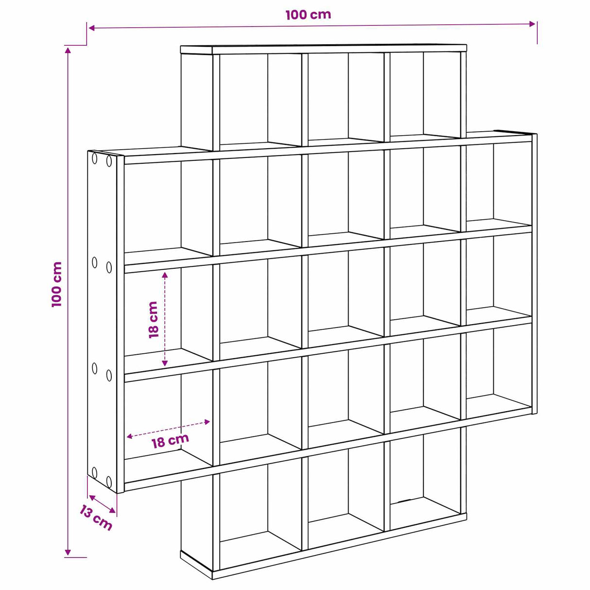 Wall Shelf White 100 x 13 x 100 cm Engineered Wood