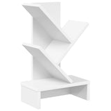 Tree Bookshelf 3-Tier 30 x 18 x 48 cm Engineered Wood White - Front View