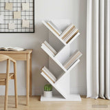 Tree Bookshelf 4-Tier 30 x 18 x 60 cm Engineered Wood White