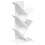 Tree Bookshelf 4-Tier 30 x 18 x 60 cm Engineered Wood White - Front View