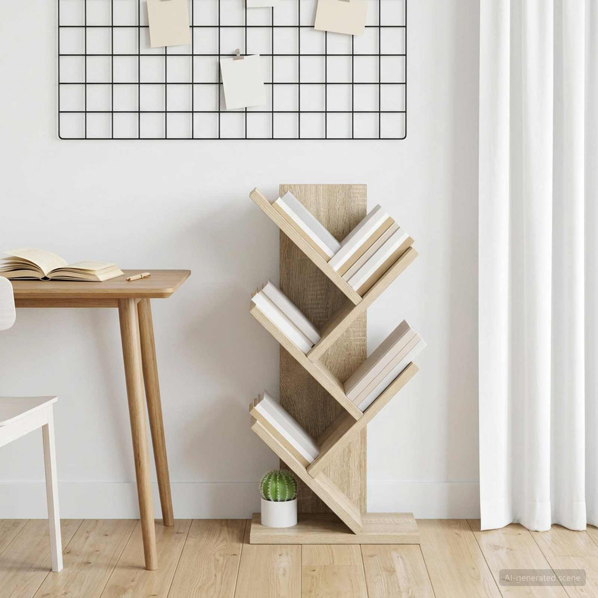 Tree Bookshelf 4-Tier 30 x 18 x 60 cm Engineered Wood