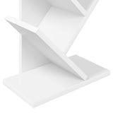 Tree Bookshelf 6-Tier 30 x 18 x 100 cm Engineered Wood White - Close-Up Angle