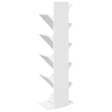 Tree Bookshelf 6-Tier 30 x 18 x 100 cm Engineered Wood White - Rear View
