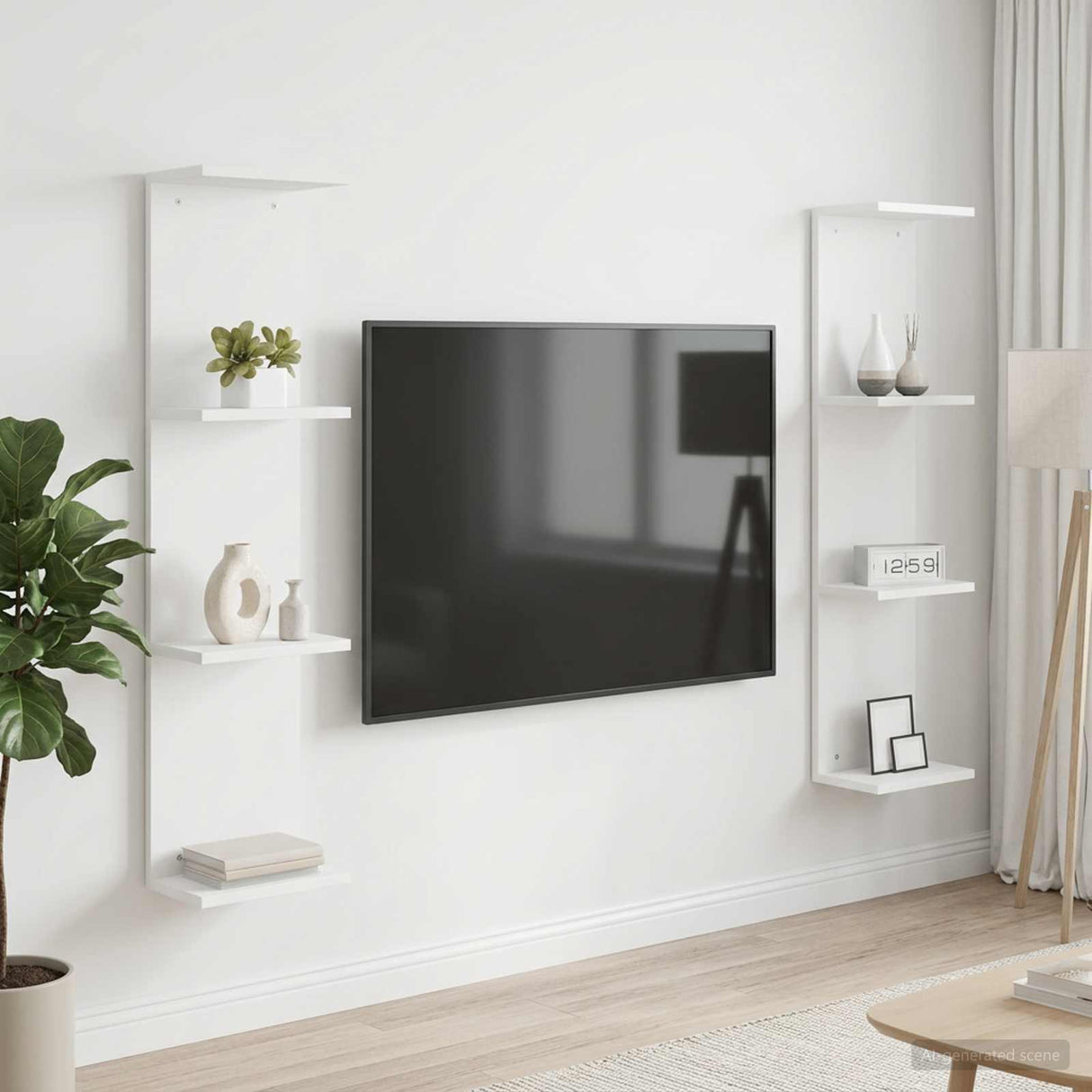 Wall Shelf 2 pcs White 25 x 15 x 100 cm Engineered Wood