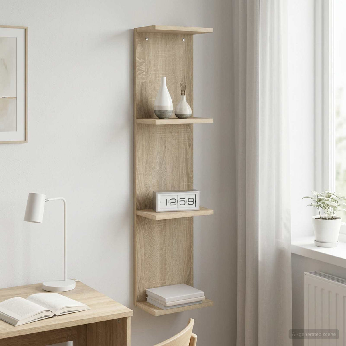 Wall Shelf Sonoma Oak 25 x 15 x 100 cm Engineered Wood