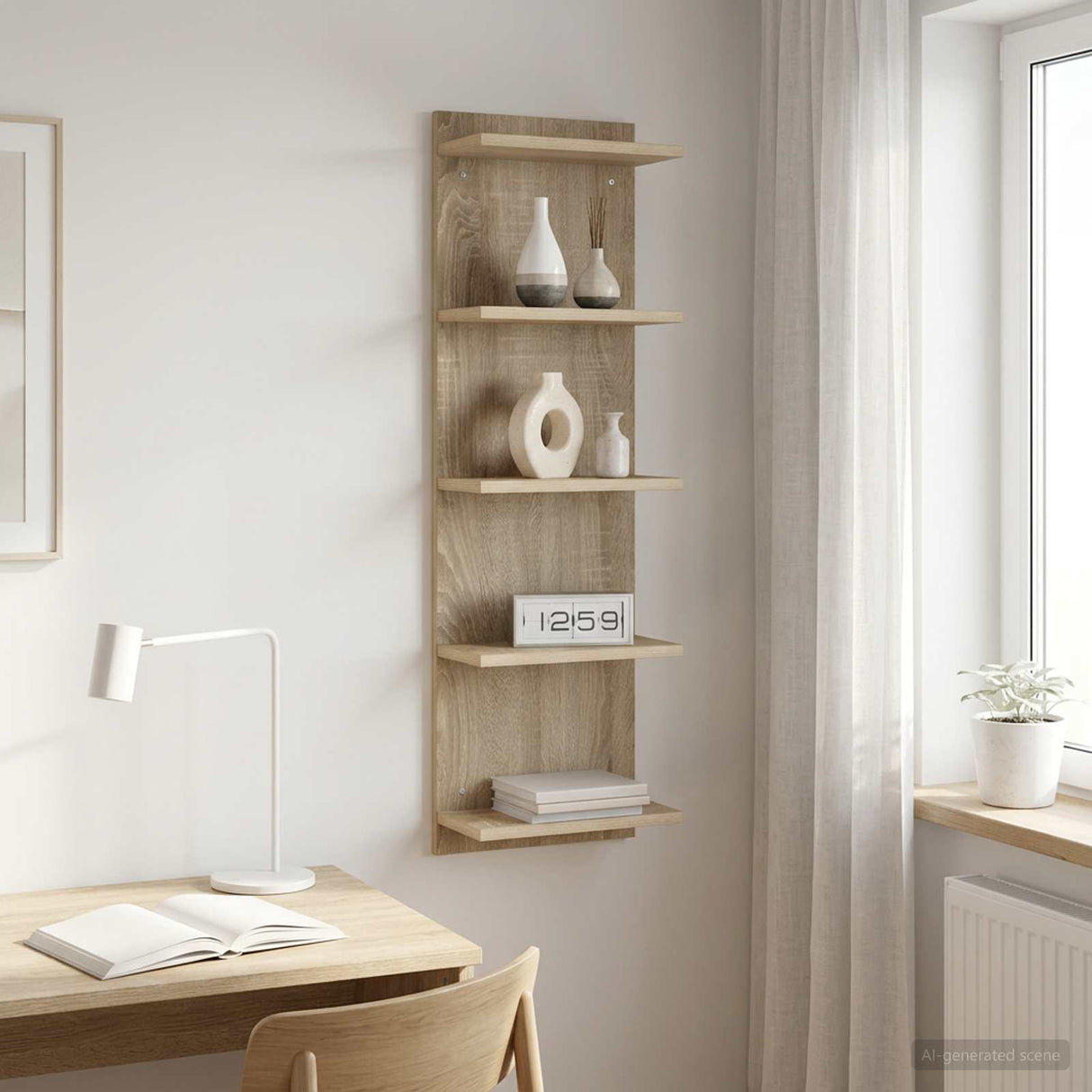 Wall Shelf Sonoma Oak 30 x 15 x 100 cm Engineered Wood