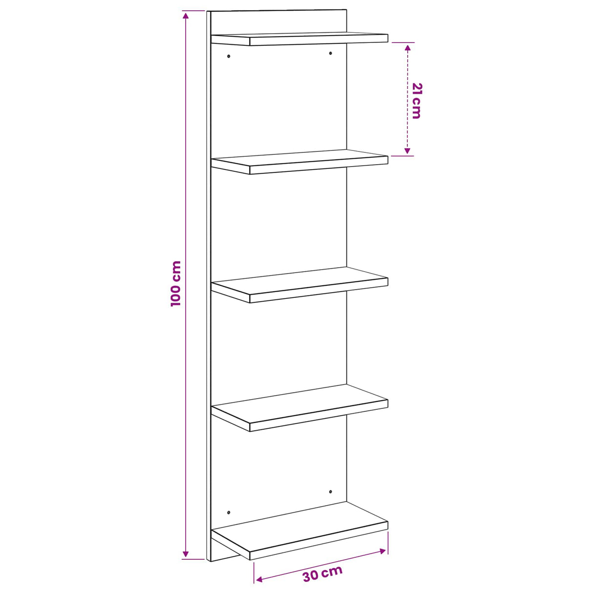 Wall Shelf Sonoma Oak 30 x 15 x 100 cm Engineered Wood