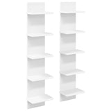 Wall Shelf 2 pcs White 22 x 15 x 100 cm Engineered Wood - Front View