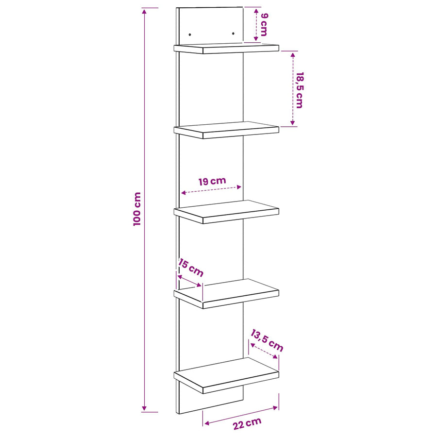 Wall Shelf Sonoma Oak 22 x 15 x 100 cm Engineered Wood