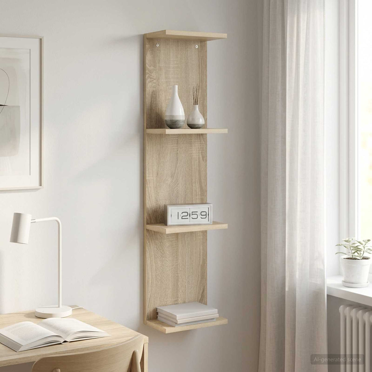 Wall Shelf Sonoma Oak 22 x 15 x 100 cm Engineered Wood